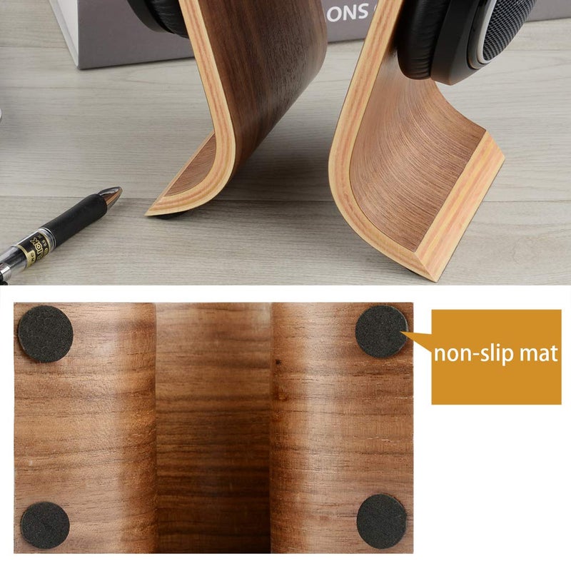 Linkidea Wooden Omega Headphones Stand/Wooden Headphone Hanger/Wood Headset Holder/Omega Earphone Desk Display Hanger - Wooden Headsets Walnut Finish - Image 4